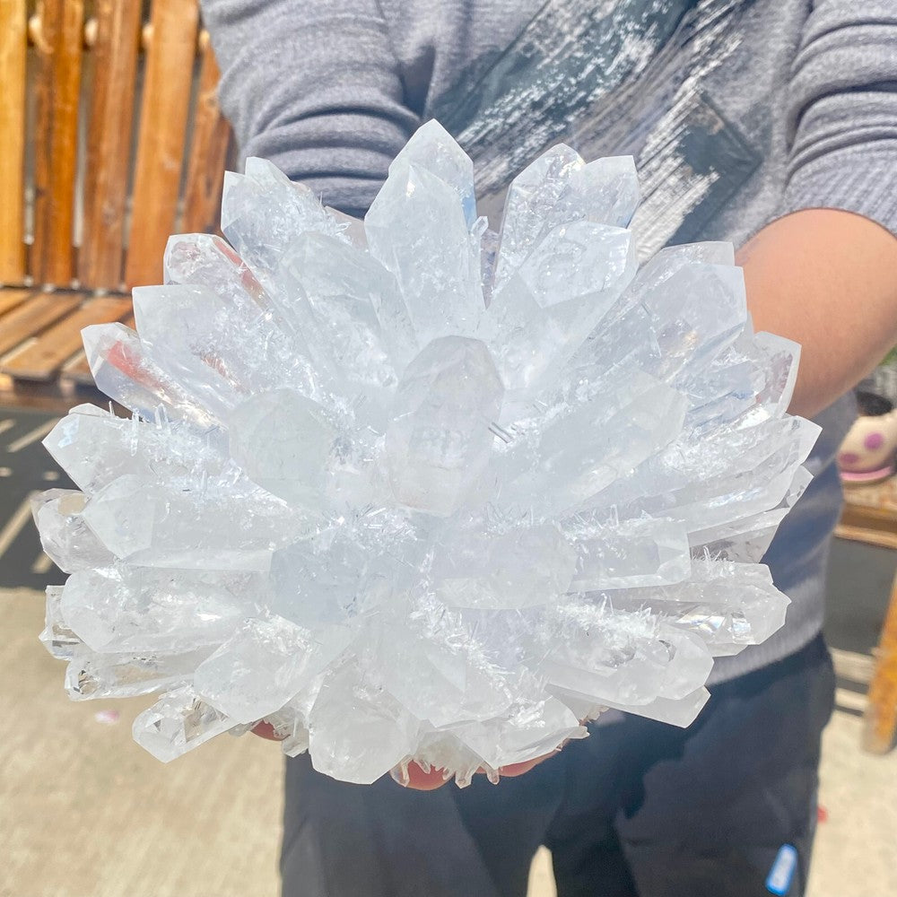 6.38LB Newly discovered white Phantom Quartz Crystal Cluster mineral samples