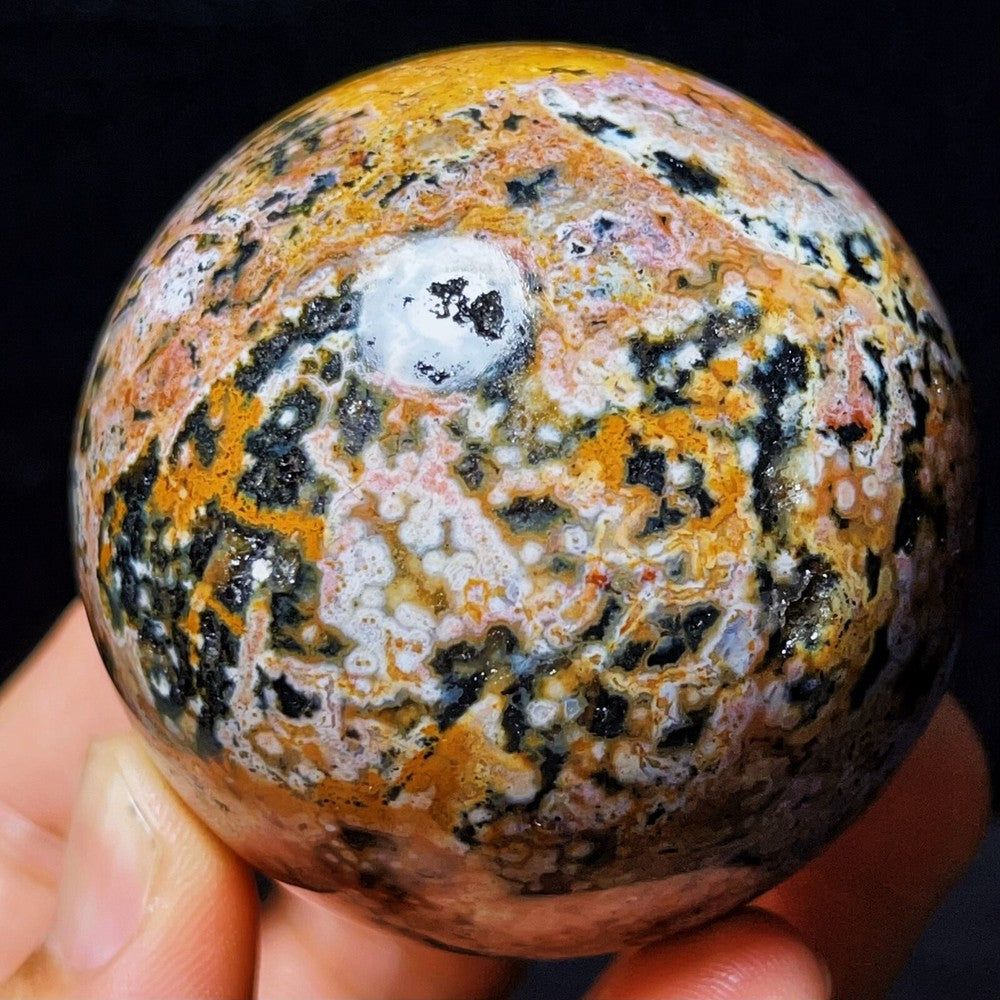 Natural Polished Orbicular Ocean Jasper Sphere Crystal Healing