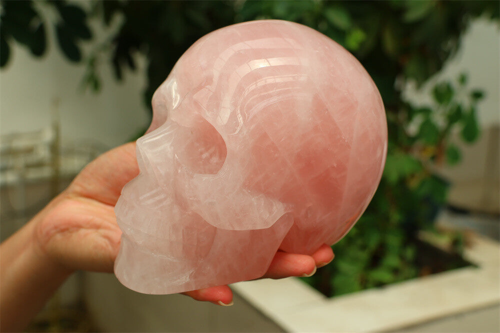 5.23LB Natural Rose quartz Skull Reiki Crystal Skull creativity Carved Gift