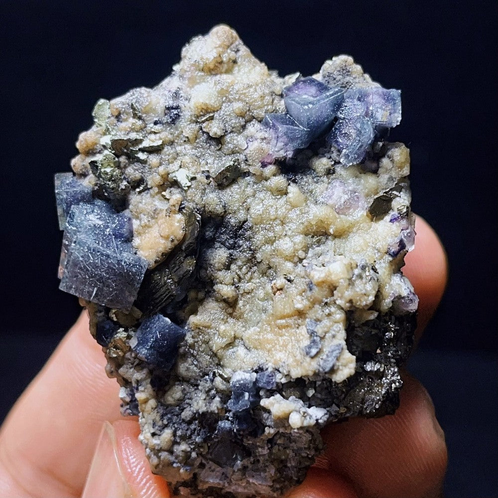 Extremely Top Phantom Cubic Fluorite Copper ore symbiotic crystals Specimen