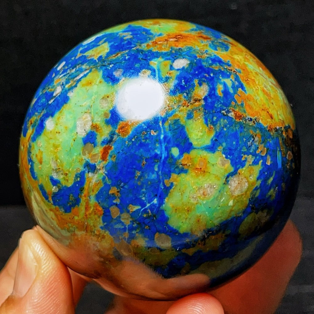 Natural Polished Phoenix Blue Gold Agate Crystal Ball Healing