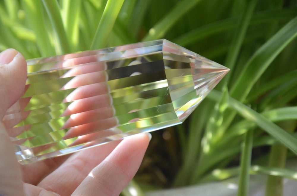 Tibetan High Altitude 99% Clear 24 Sided Crystal Quartz Vogel Style Wand 4.4''