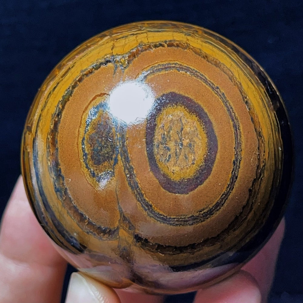375G Natural Polished Yellow Tiger Sphere Agate Crystal Ball Healing