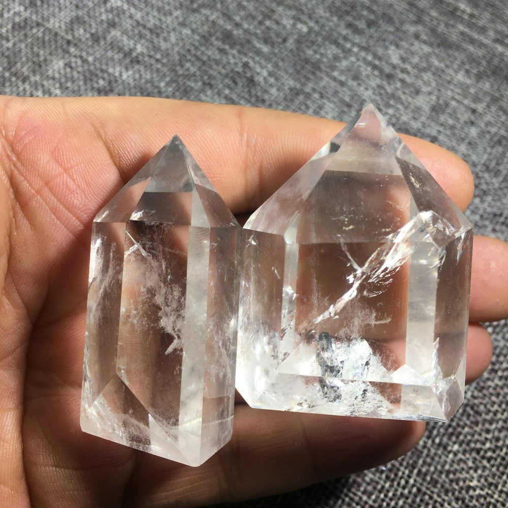 Natural Quartz clear Crystal Obelisk Wand Energy Healing 2PCS