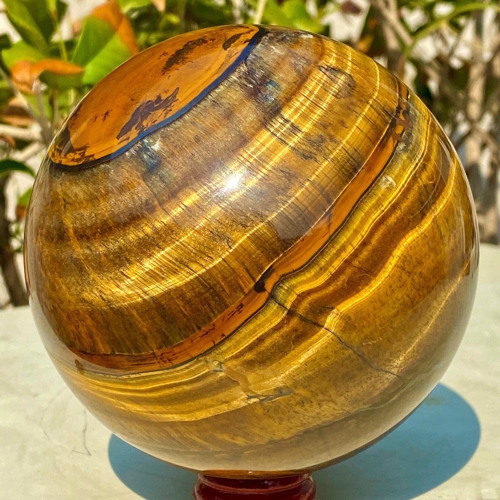 3.46LB Large Natural Tiger Eye Stone Crystal Ball Quartz Healing Sphere Décor.