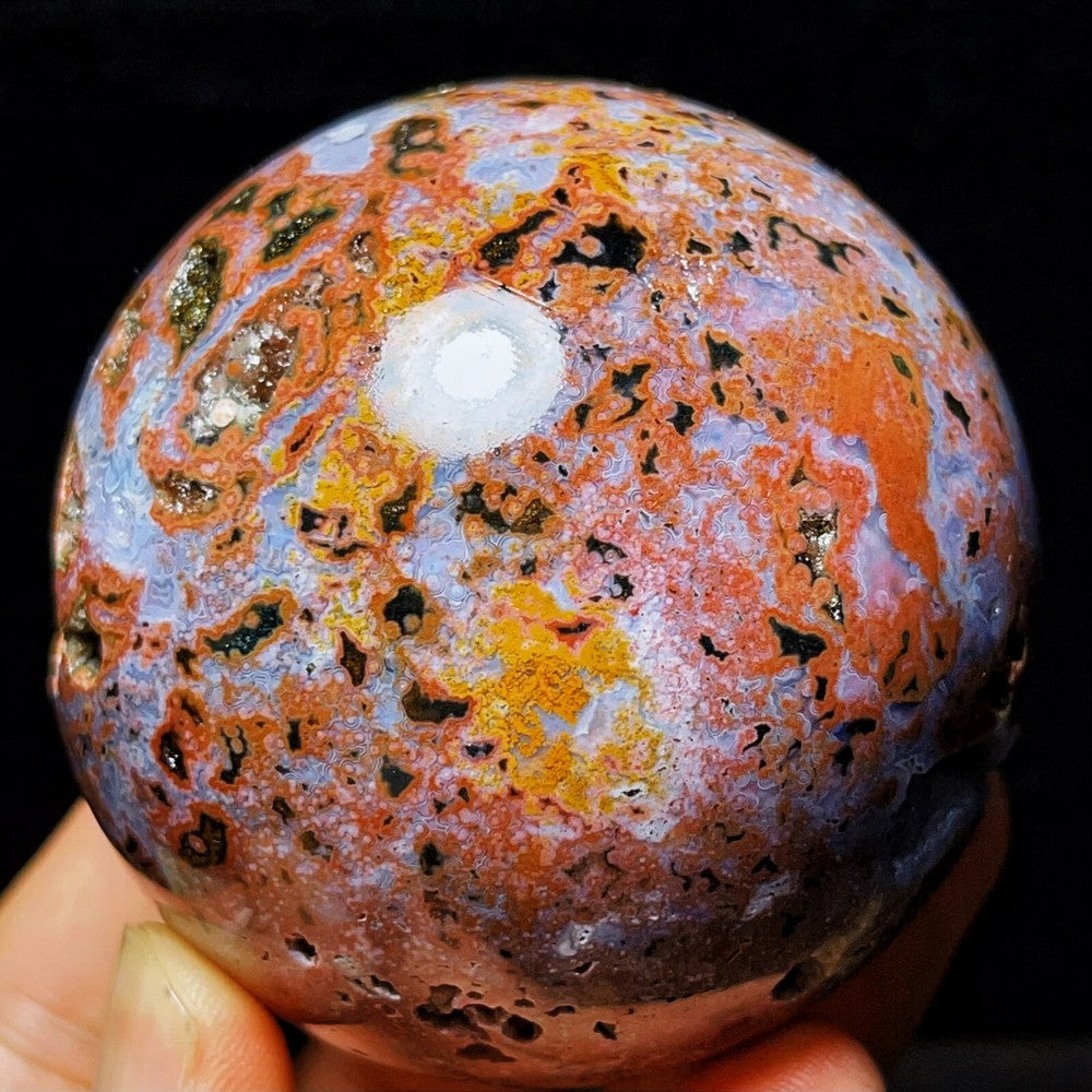 390G Natural Polished Orbicular Ocean Jasper Sphere Crystal Healing