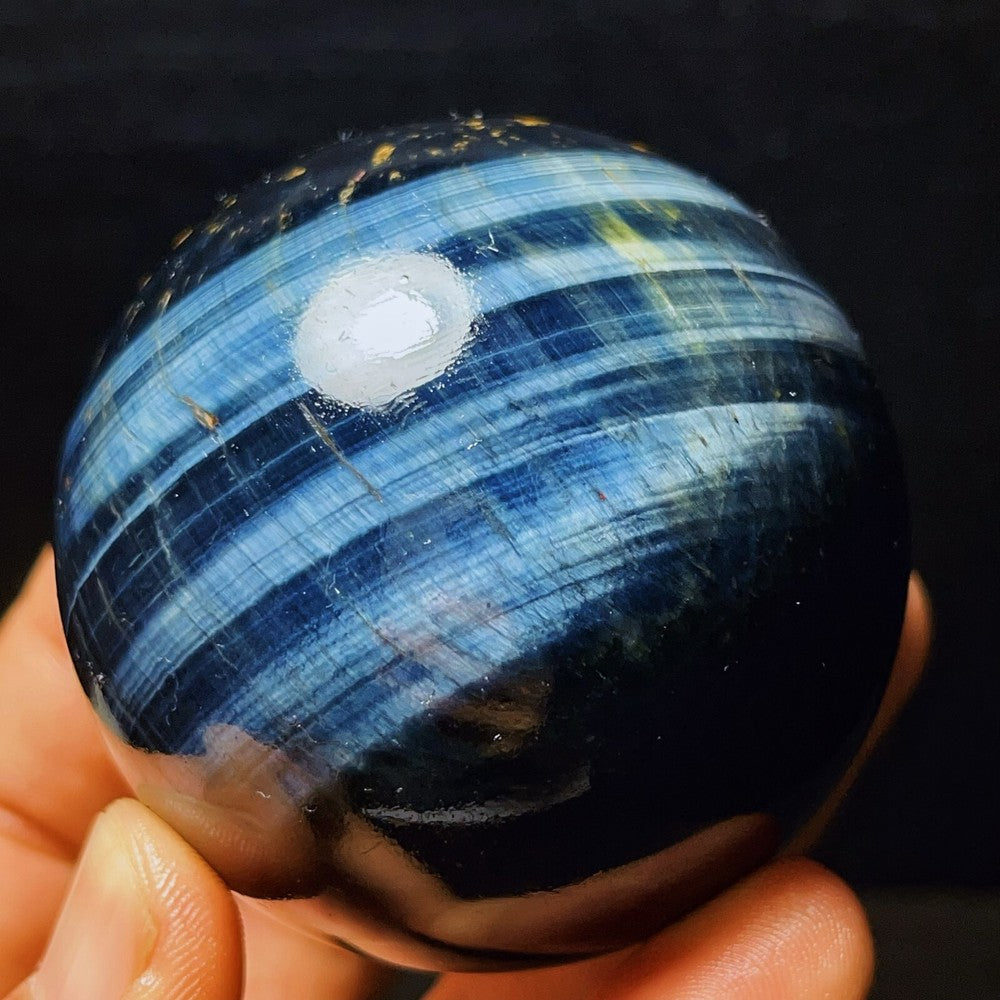 328G Natural Beautiful Meteor Blue Tiger Eye Sphere Crystal Quartz Healing