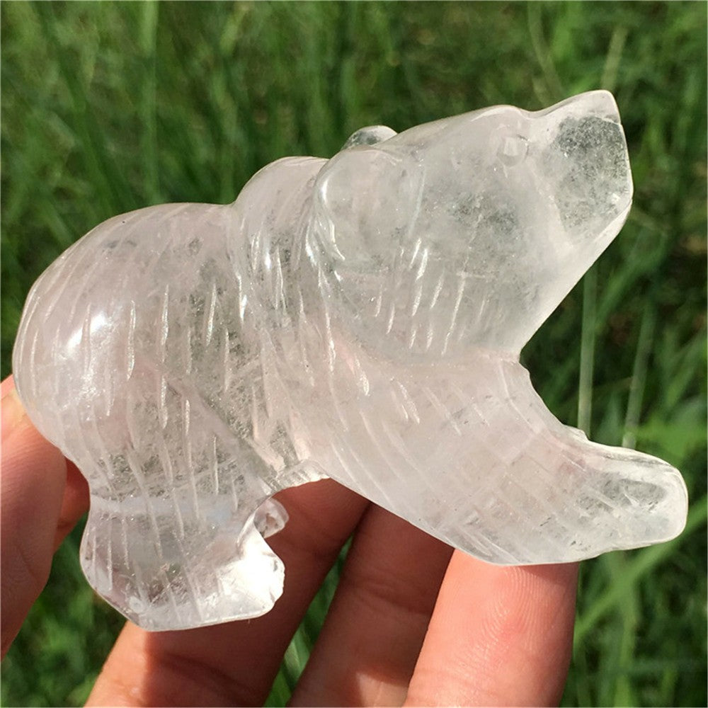 Natural Clear Quartz Bear Quartz Crystal Carved Crystal Bear Healing 1PC