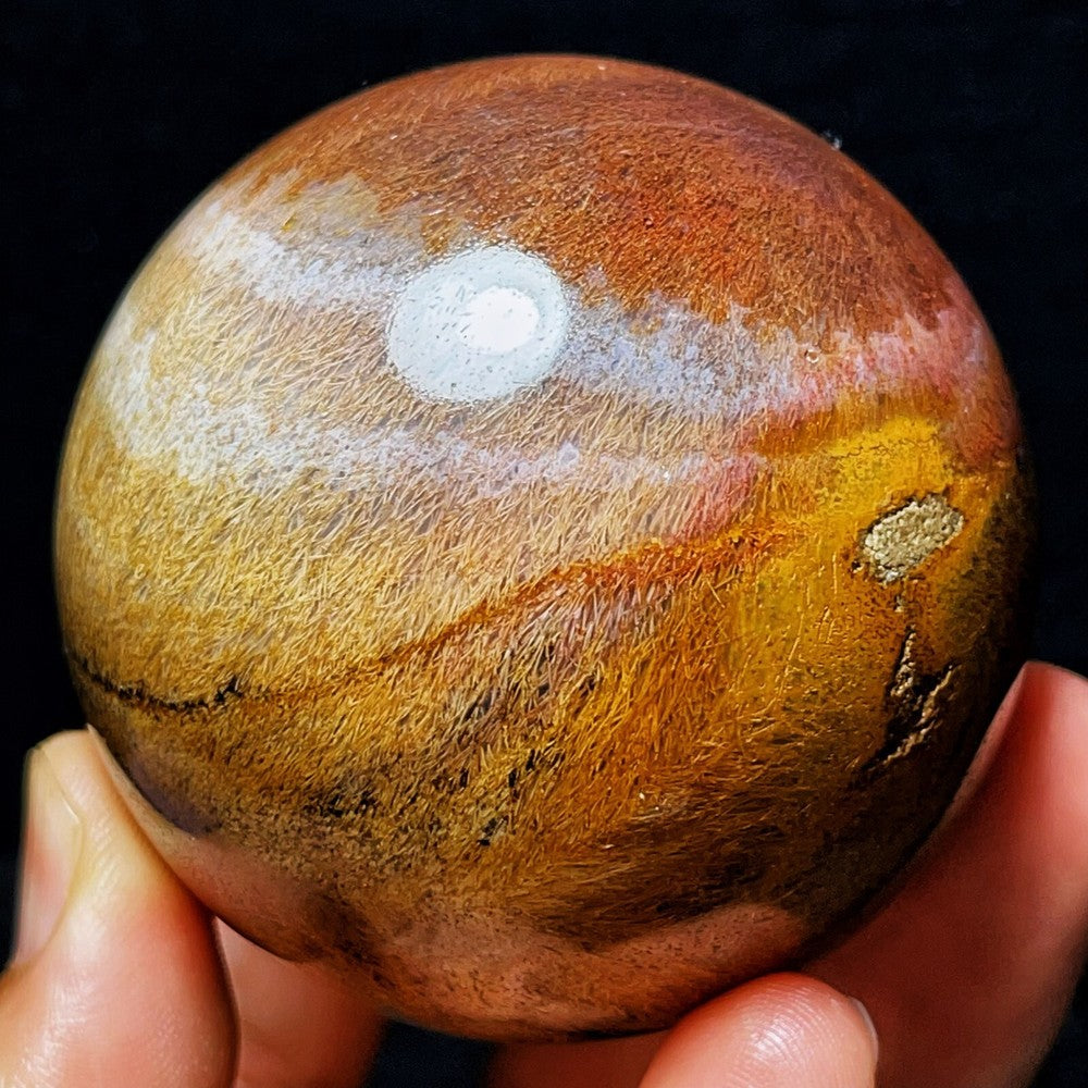 348G Natural Beautiful Golden Hair Rutilated Agate Crystal Sphere Healing