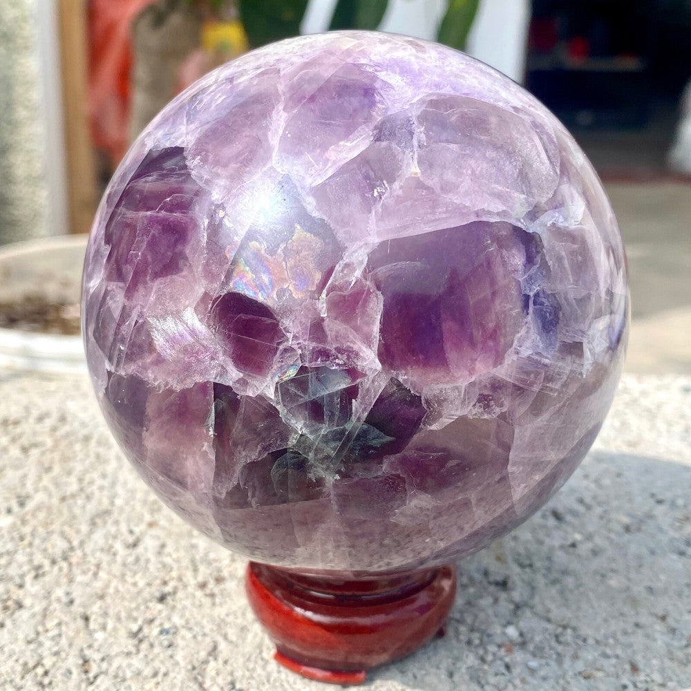 Boule de fluorite violette naturelle de 2,71 lb, sphère de guérison en cristal de quartz, Reiki