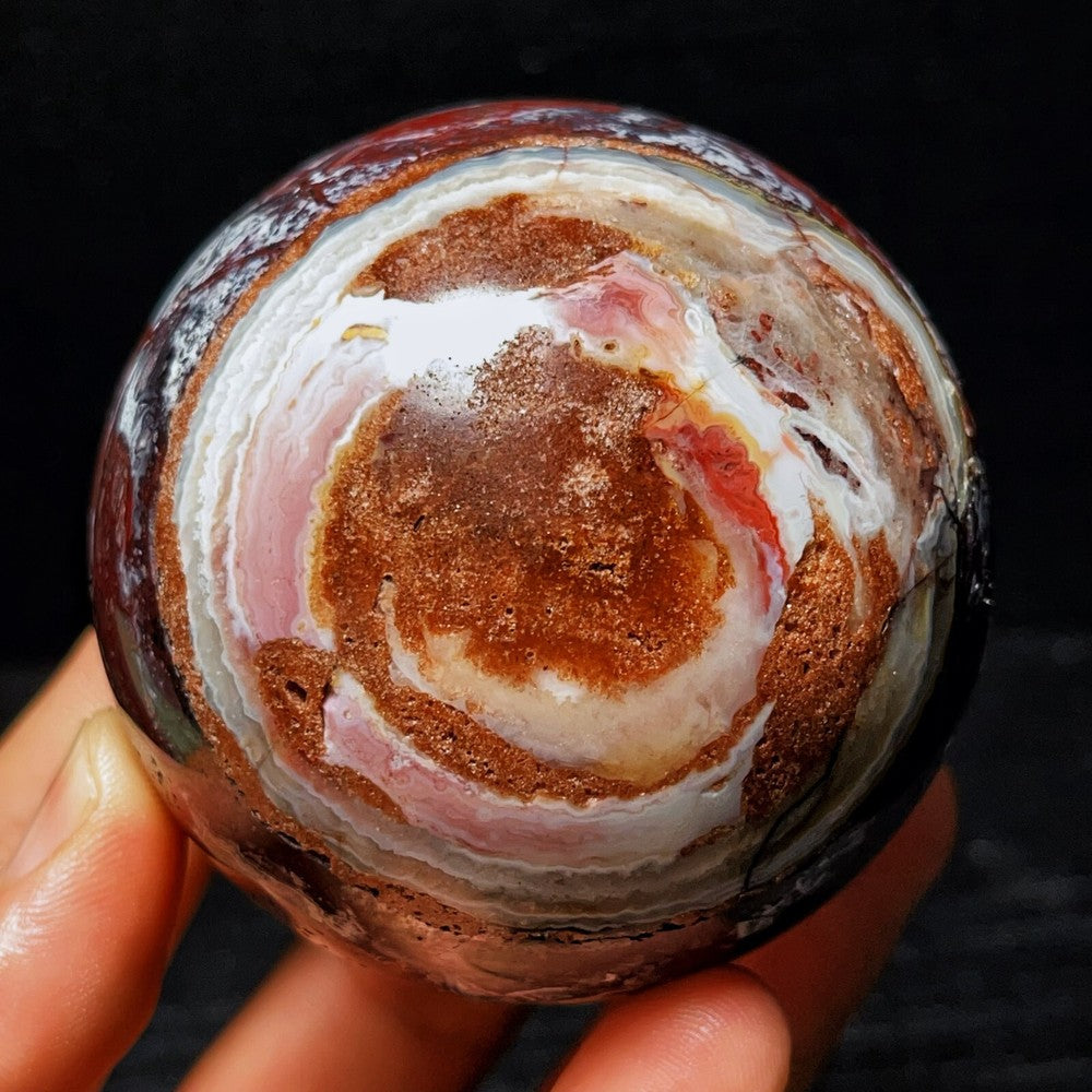 453G Natural Polished Mexico Crazy Agate Sphere Ball Crystal Healing