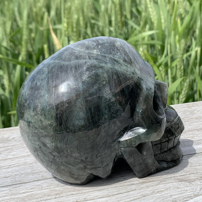3.65LB Top Natural Labradorite Quartz Skull carved Crystal skull Reiki Healing