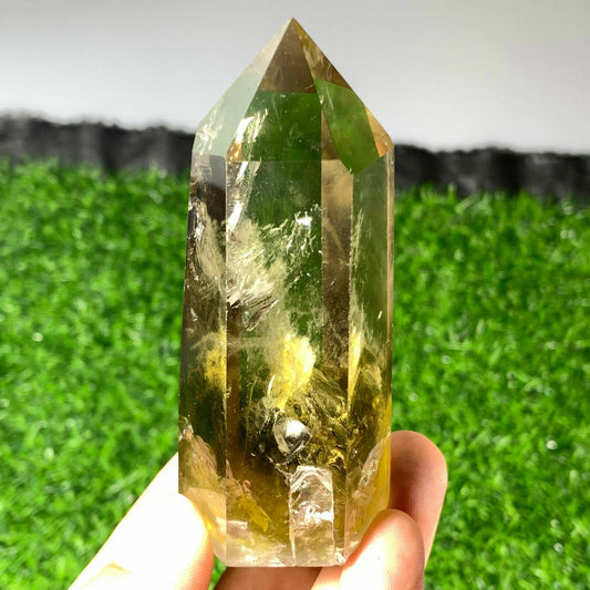 1 pièce de baguette en cristal d'obélisque de quartz citrine fumé naturel, point de guérison 60 g + 6 cm +