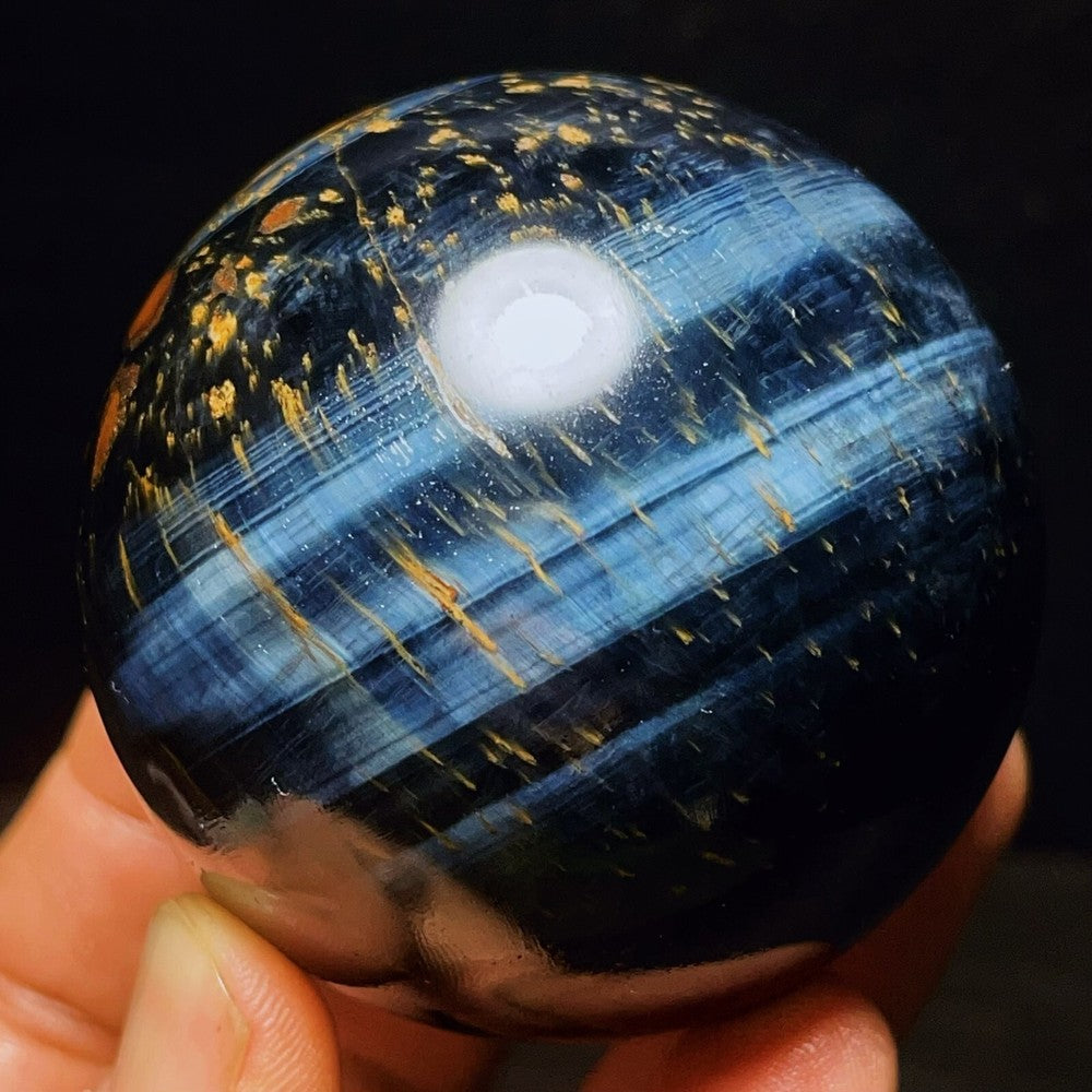 337G Natural Beautiful Meteor Blue Tiger Eye Sphere Crystal Quartz Healing