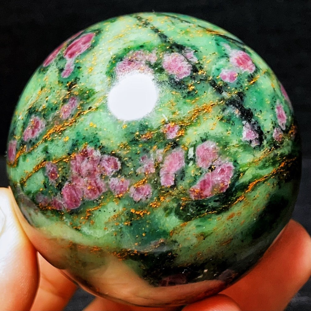 490G Natural Polished Grandmother Green Ruby Crystal Ball Healing
