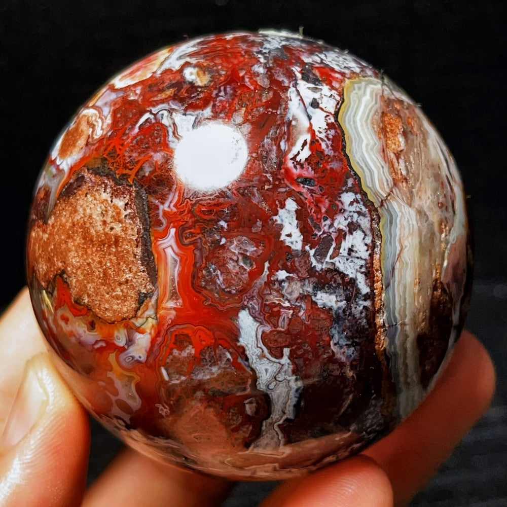 453G Natural Polished Mexico Crazy Agate Sphere Ball Crystal Healing