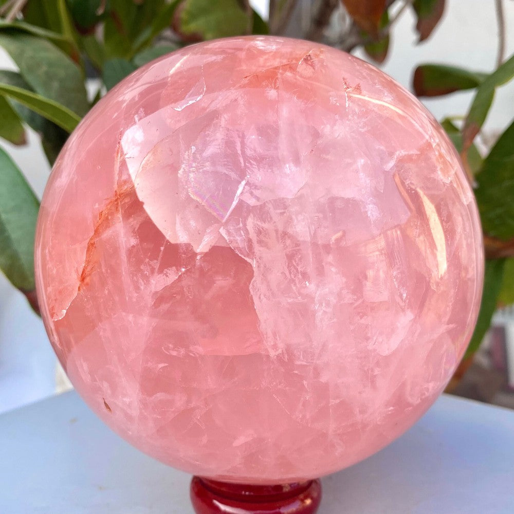 5.22LB Large Natural Pink Rose Quartz Sphere Crystal Ball Reiki Healing+BASE.