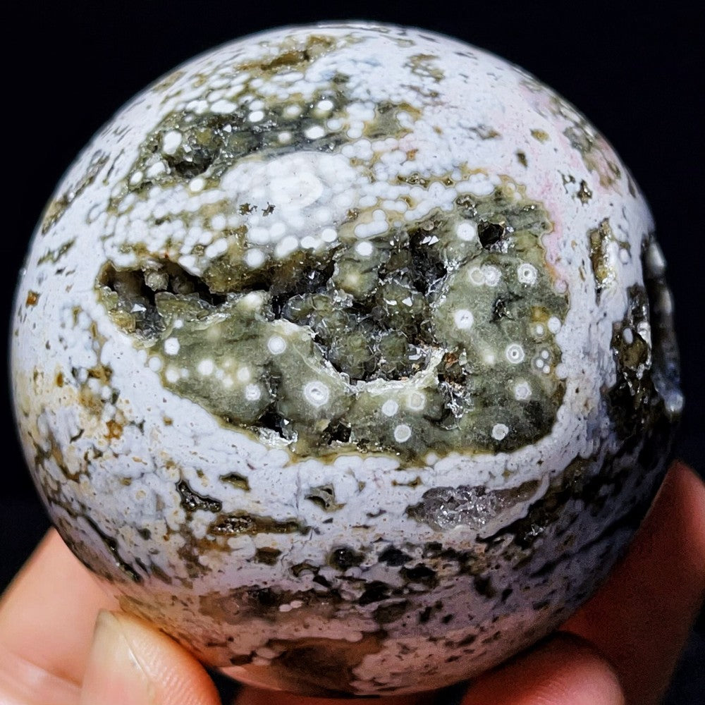 Natural Polished Orbicular Ocean Jasper Sphere Crystal Healing