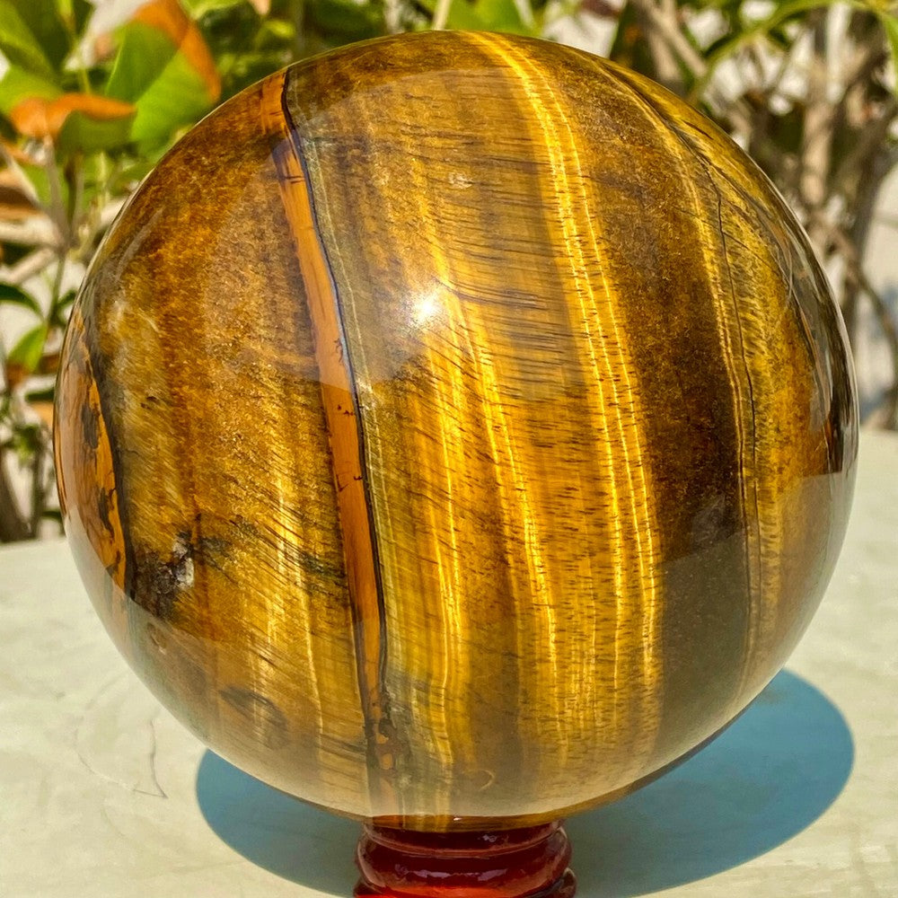 3.46LB Large Natural Tiger Eye Stone Crystal Ball Quartz Healing Sphere Décor.