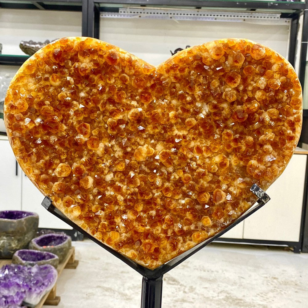 17.93LB Natural yellow crystal hand carved love crystal spiritual healing