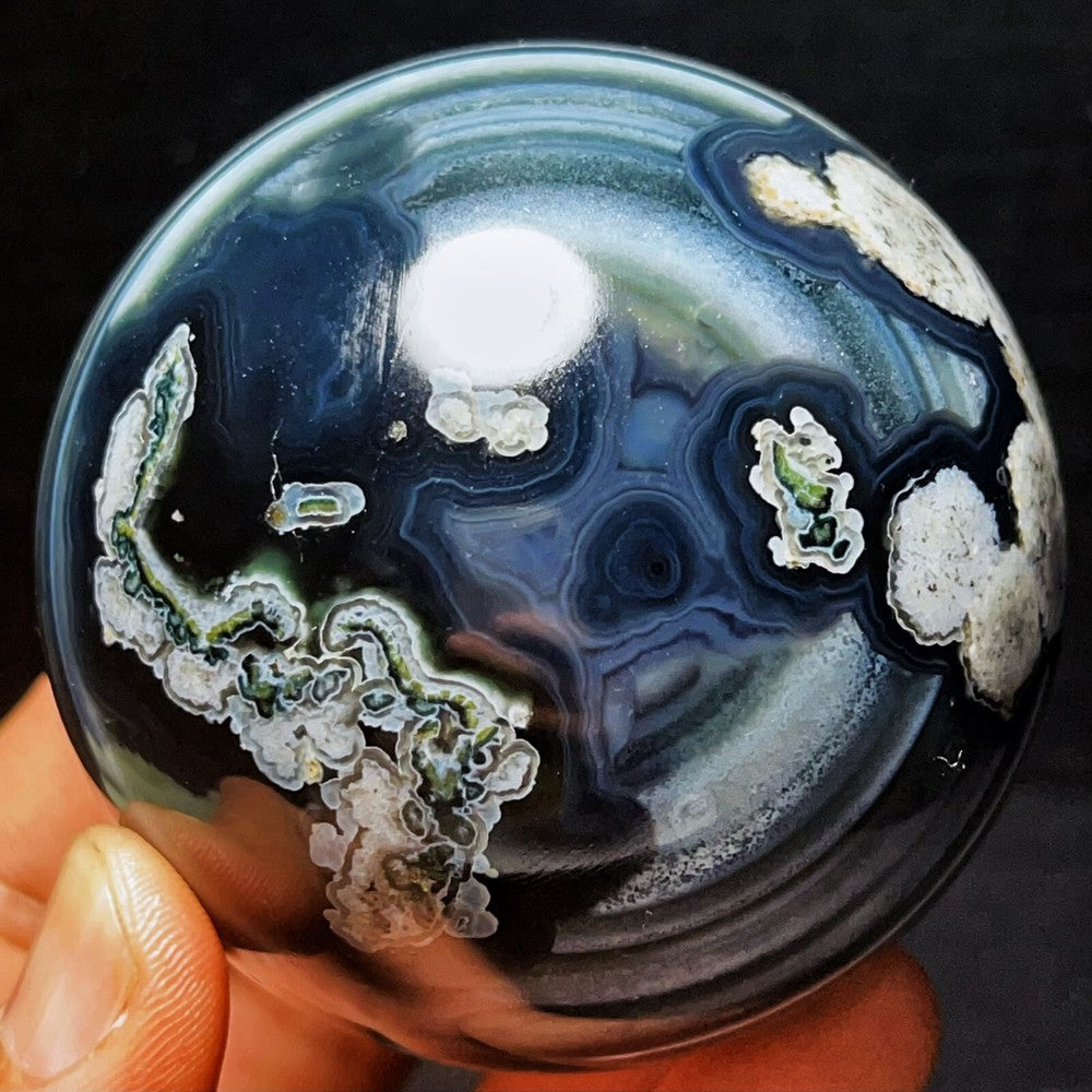 456G Natural Gobi Agate Eyes Agate Sphere Crystal Stone Madagascar