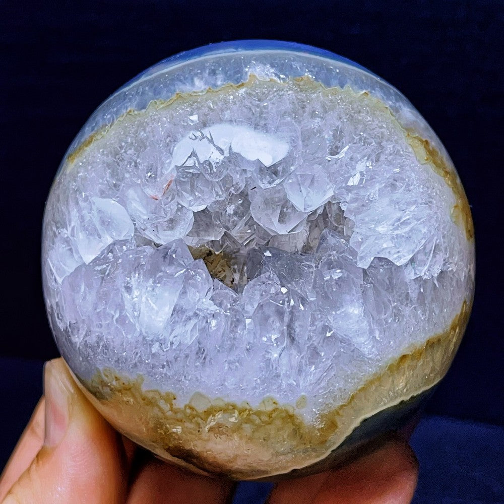 583G Natural Polished Agate Geode Sphere Ball Crystal Healing
