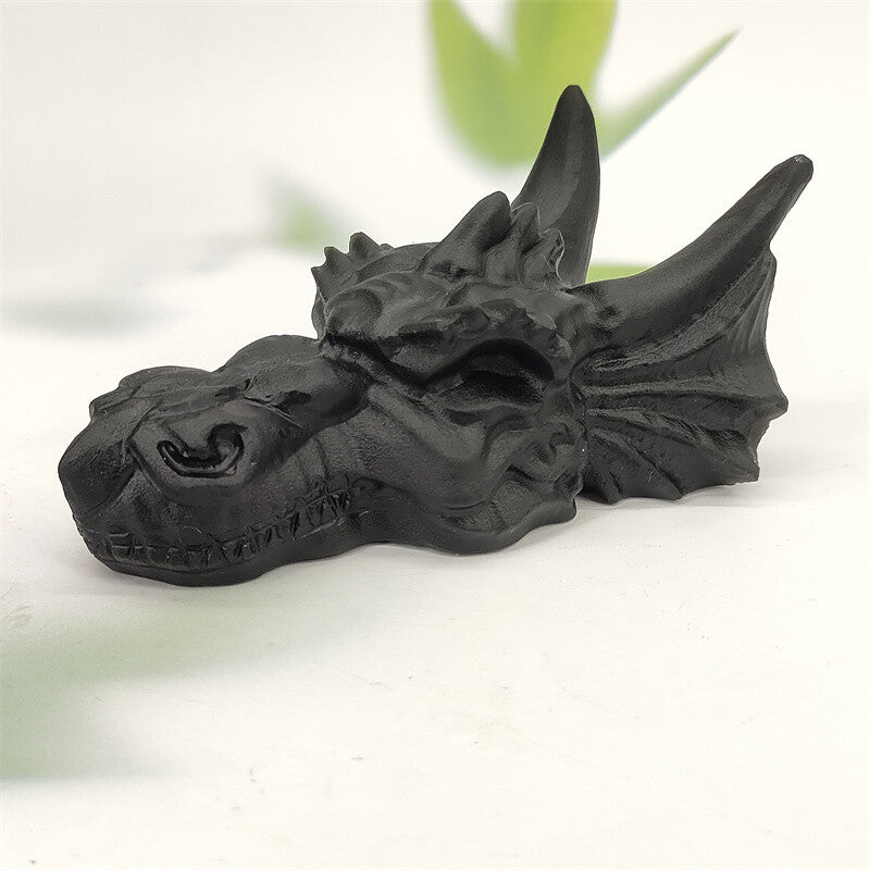 4" Natural Hand Carved Obsidian Dragon,Quartz Crystal Skull Healing 1pc