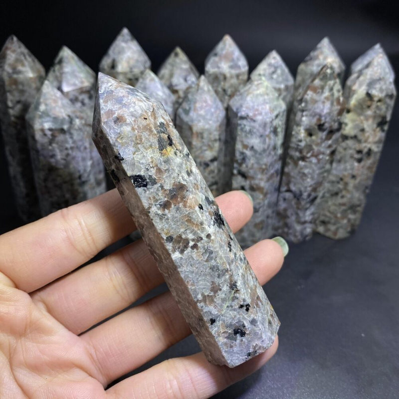 1pc Natural Yooperlite obelisk quartz crystal wand point Gem Reiki figurine 60g+