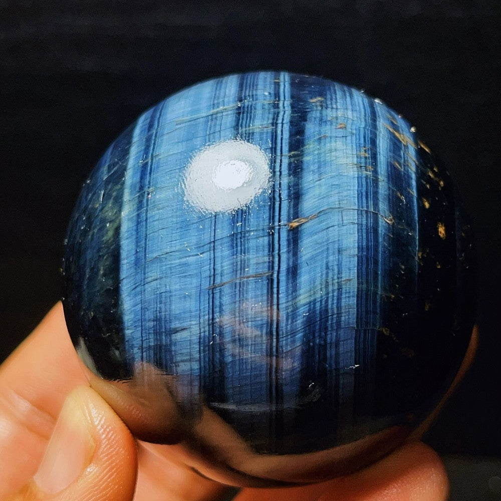 328G Natural Beautiful Meteor Blue Tiger Eye Sphere Crystal Quartz Healing