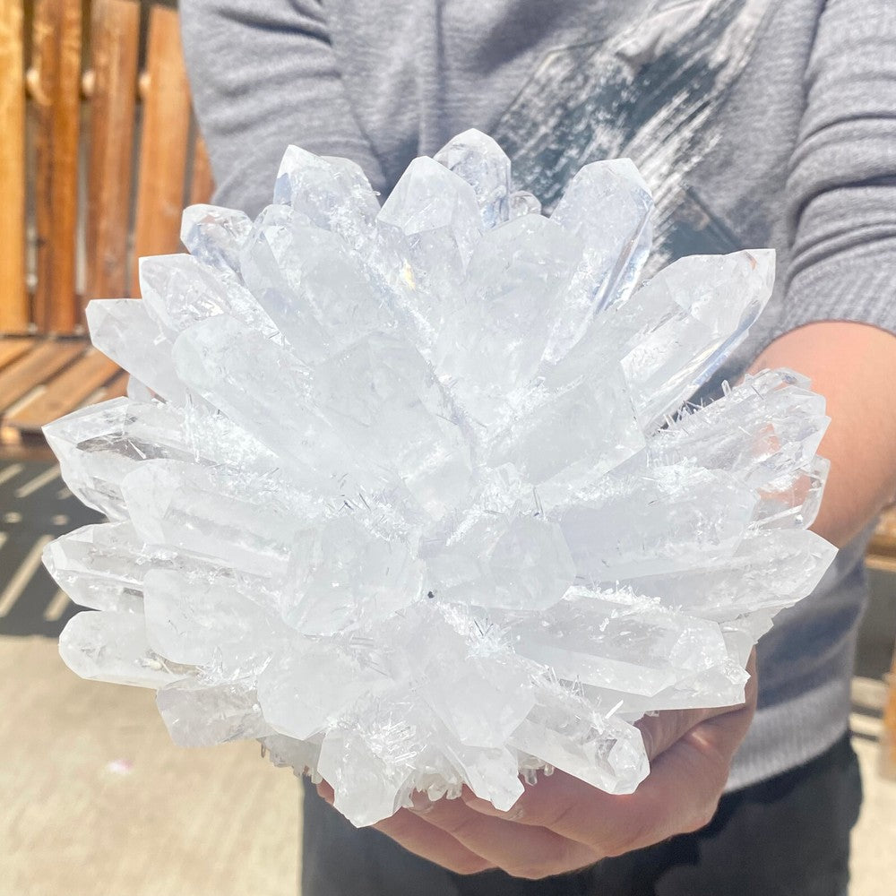 6.38LB Newly discovered white Phantom Quartz Crystal Cluster mineral samples
