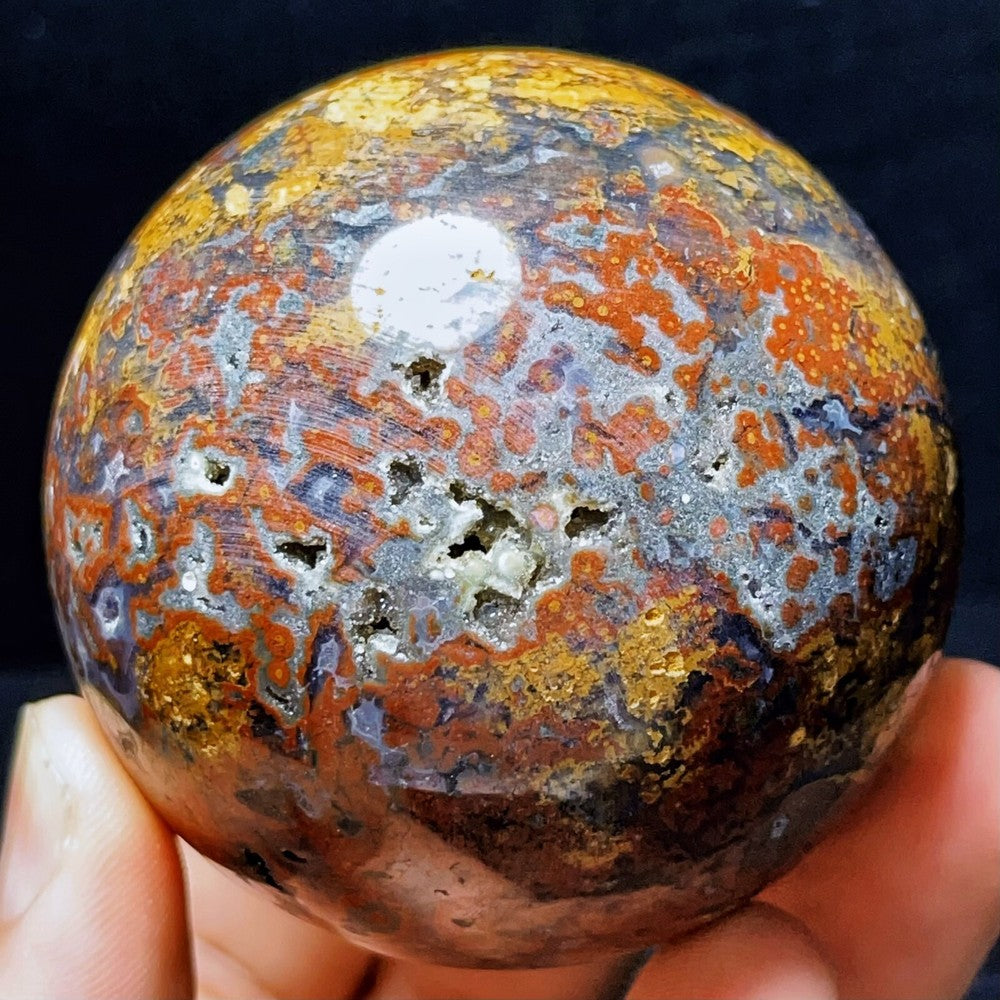373G Natural Polished Orbicular Ocean Jasper Sphere Crystal Healing
