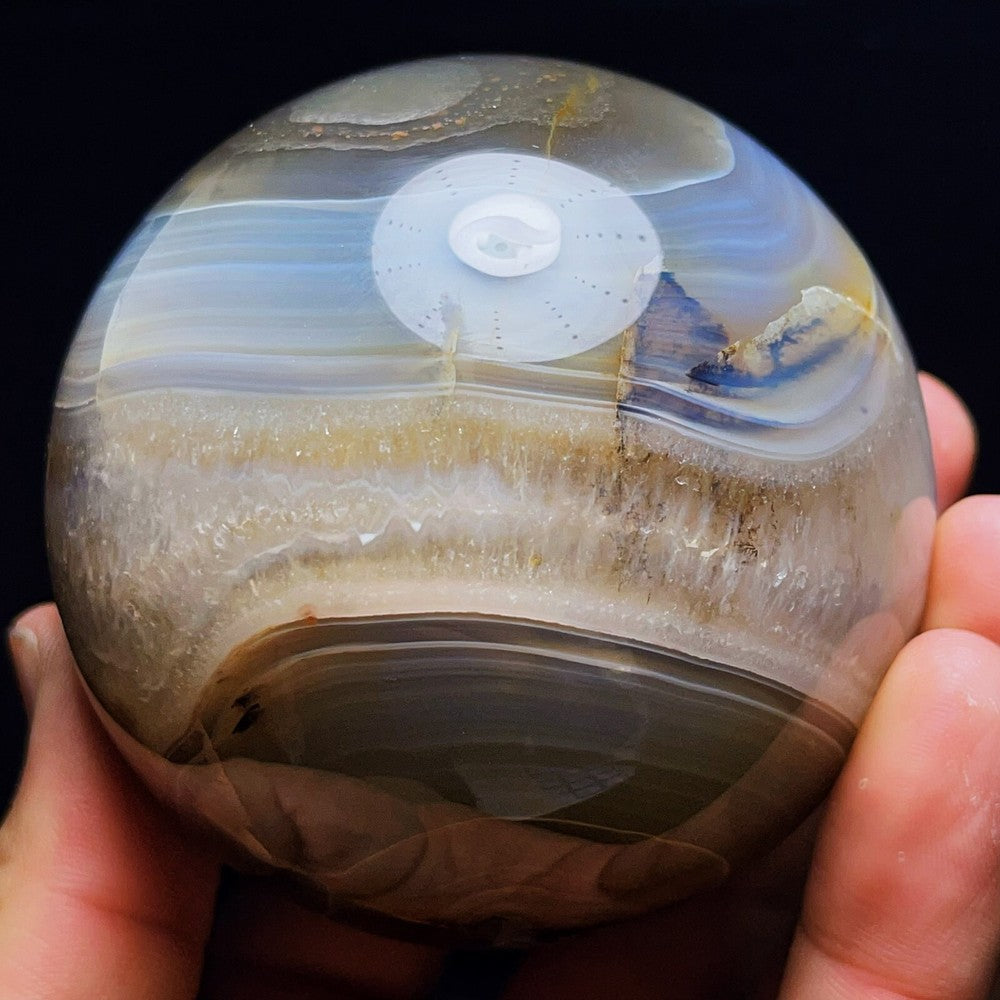 699G Natural Polished Agate Geode Sphere Ball Crystal Healing