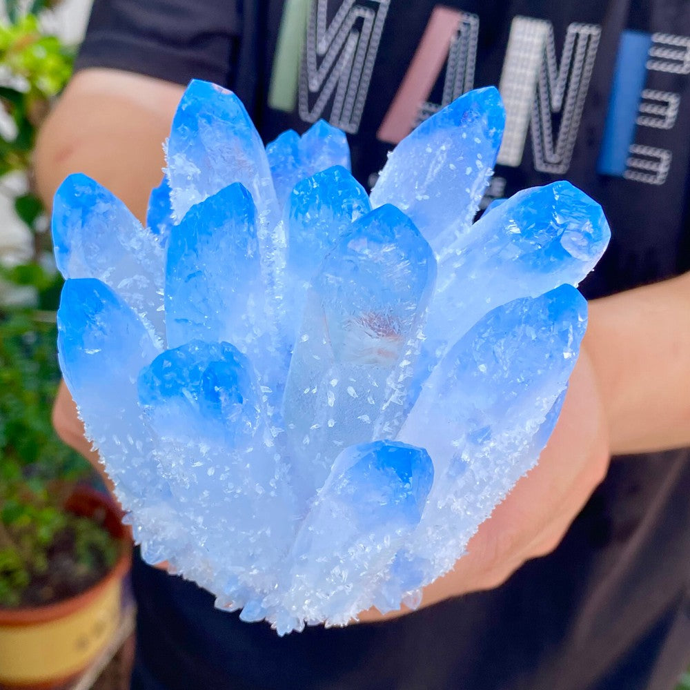 597G Newly discovered blue Phantom Quartz Crystal Cluster mineral samples.