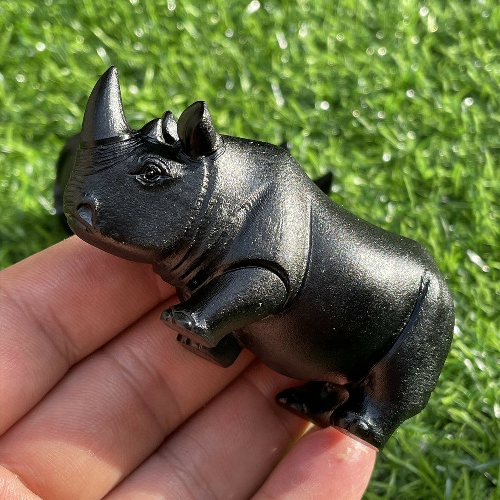 Crâne en obsidienne sculpté en cristal de quartz naturel de rhinocéros, 2,3 pouces, soins de guérison, 1 pièce