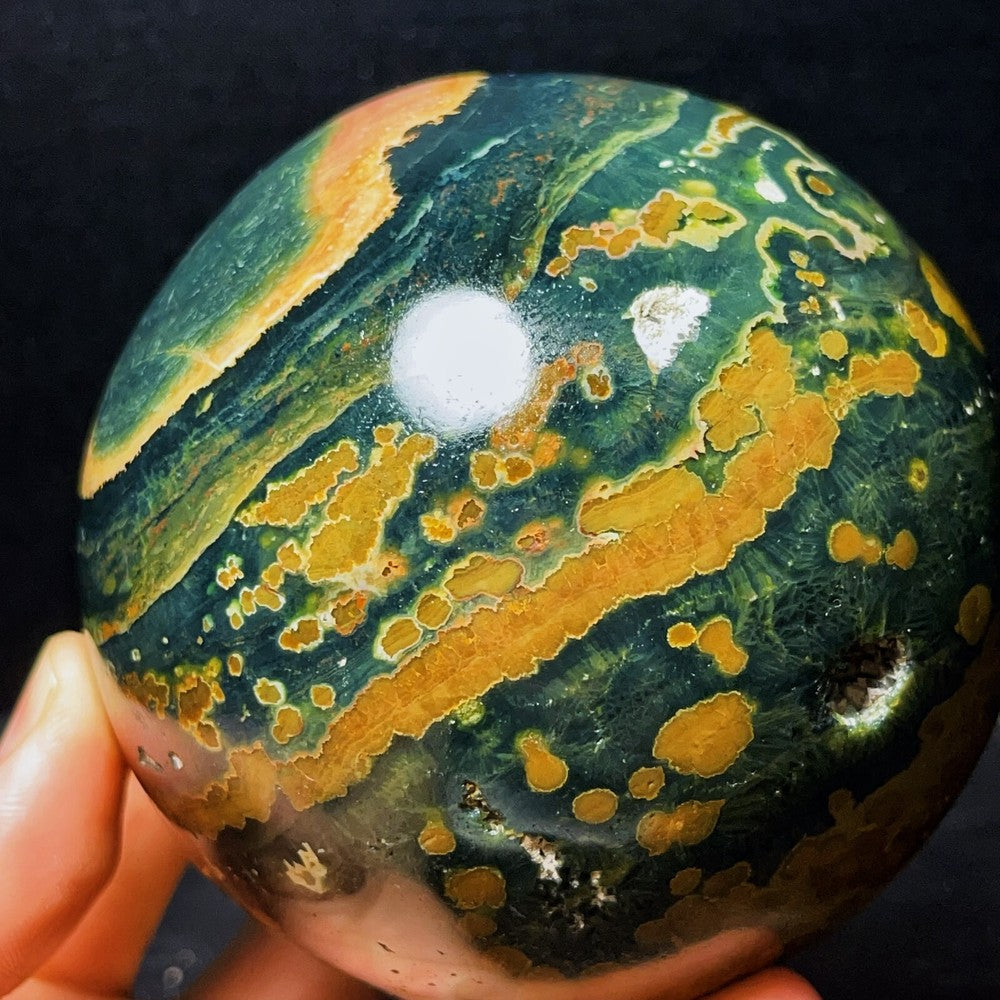 1105G Natural Polished Ocean Jasper Sphere Ball Crystal Stone Healing