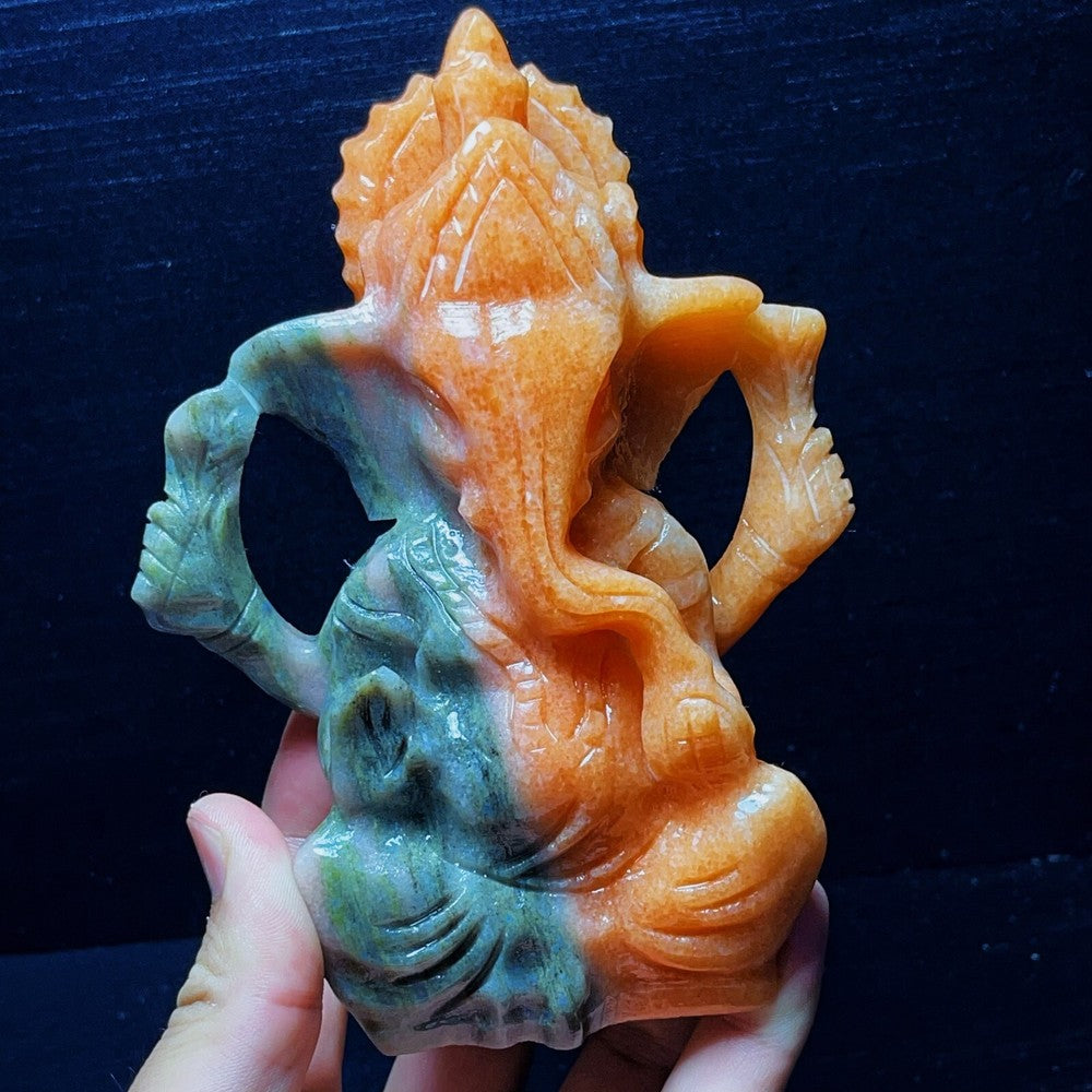 784G Natural Handcarved Elephant Buddha Crystal Healing