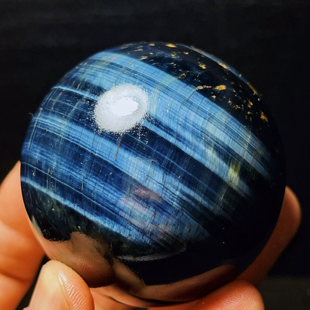 328G Natural Beautiful Meteor Blue Tiger Eye Sphere Crystal Quartz Healing