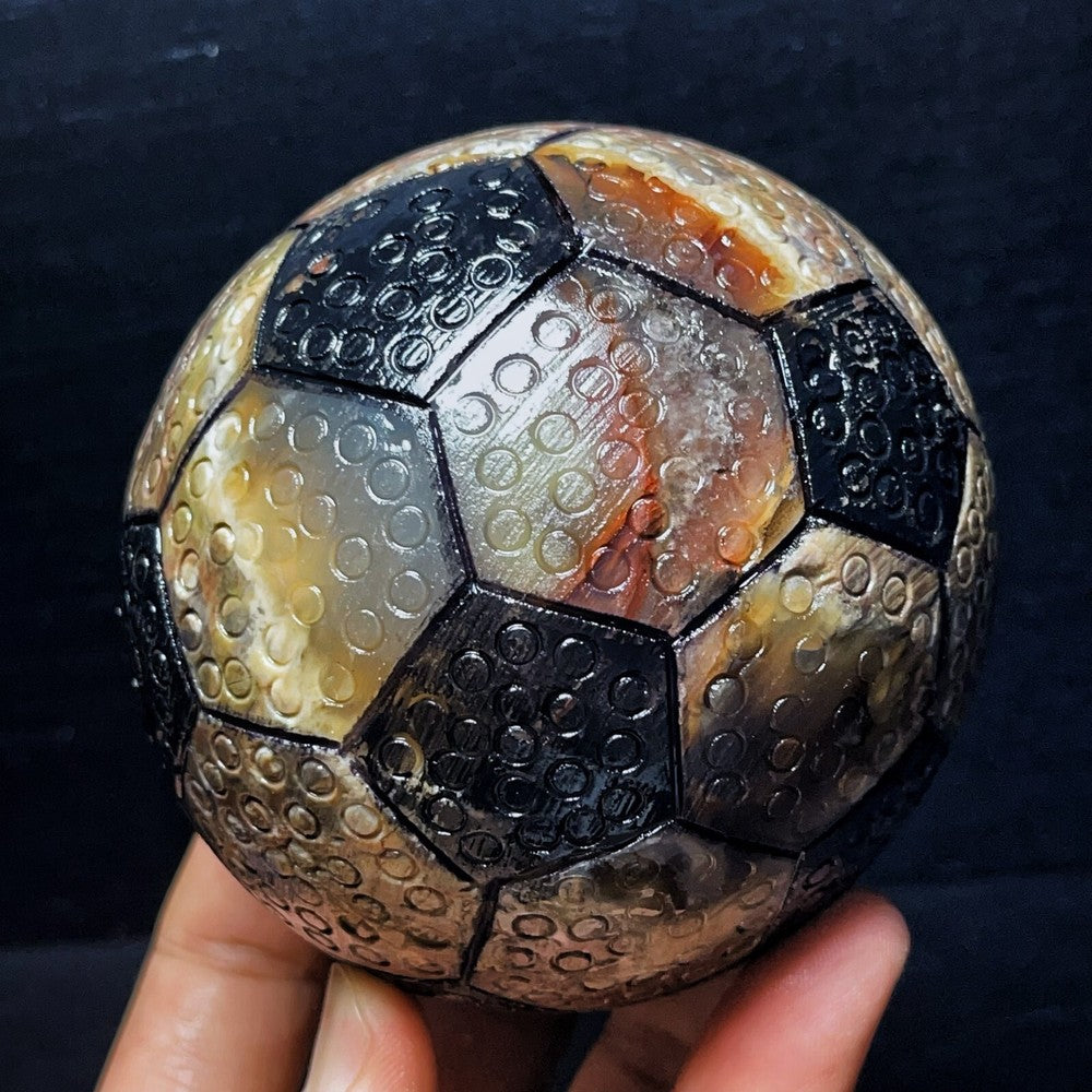 1087G Natural Polished Football Agate Sphere Crystal Ball Healing