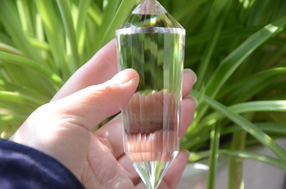Tibetan High Altitude Clear 32 Sided Crystal Quartz Vogel Style Wand 4.01''