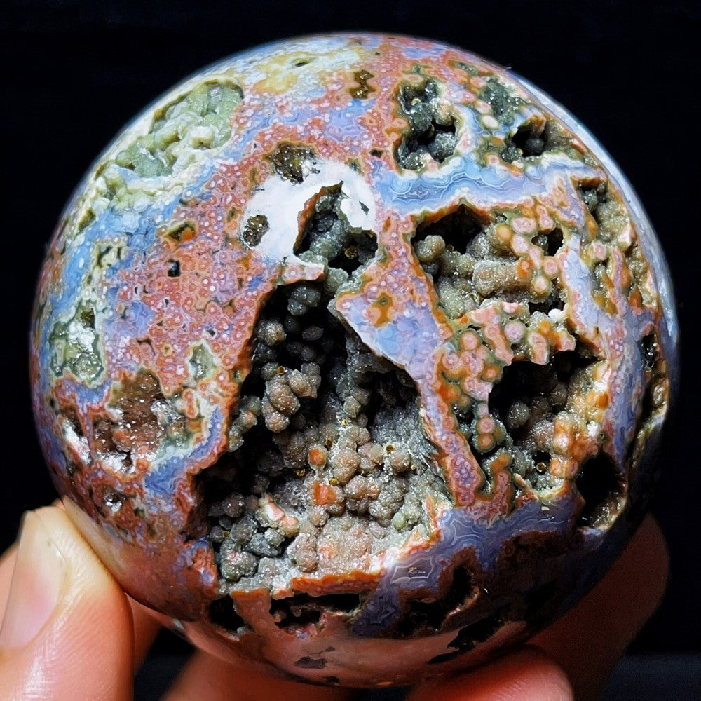 390G Natural Polished Orbicular Ocean Jasper Sphere Crystal Healing