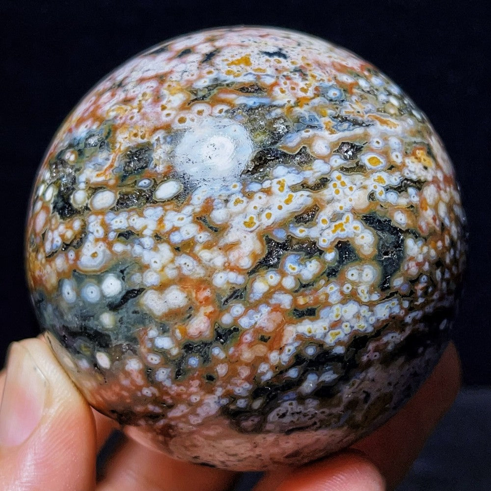 345G Natural Polished Orbicular Ocean Jasper Sphere Crystal Healing