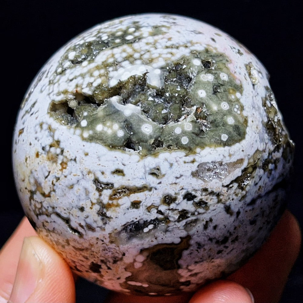 Natural Polished Orbicular Ocean Jasper Sphere Crystal Healing