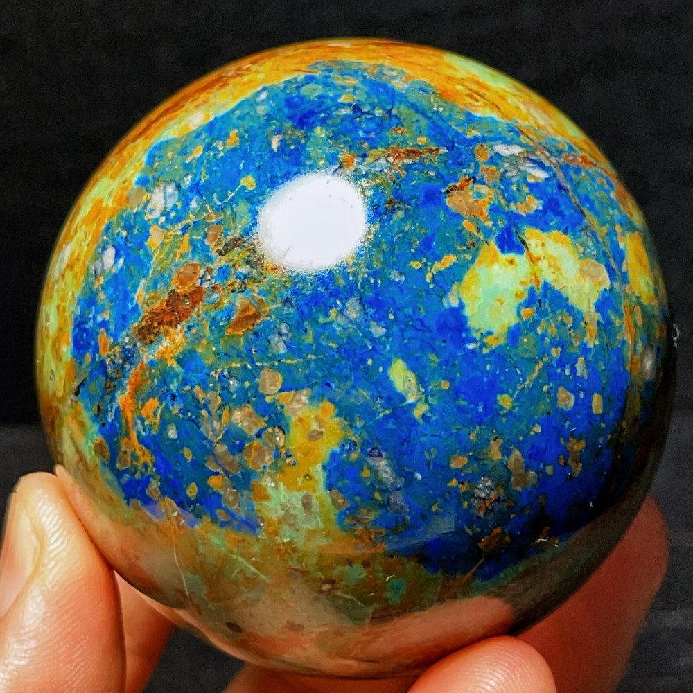Natural Polished Phoenix Blue Gold Agate Crystal Ball Healing