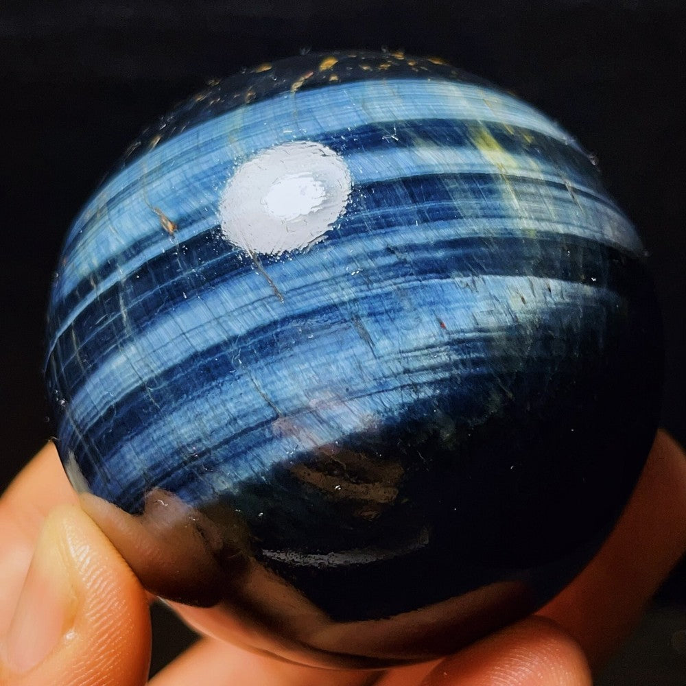328G Natural Beautiful Meteor Blue Tiger Eye Sphere Crystal Quartz Healing