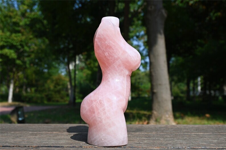 5.7''+ Carved Natural Rose quartz female model male model Reiki Crystal skull