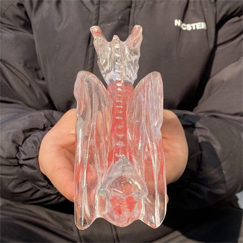530g Carved Smelting stone dragon Figurines Reiki Quartz Crystal Skull Decor