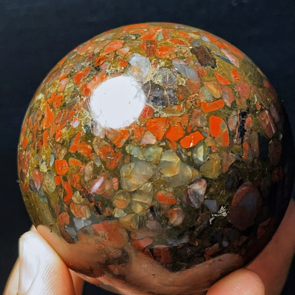 508G Natural Plum blossom Agate Sphere Ball Crystal Stone Madagascar