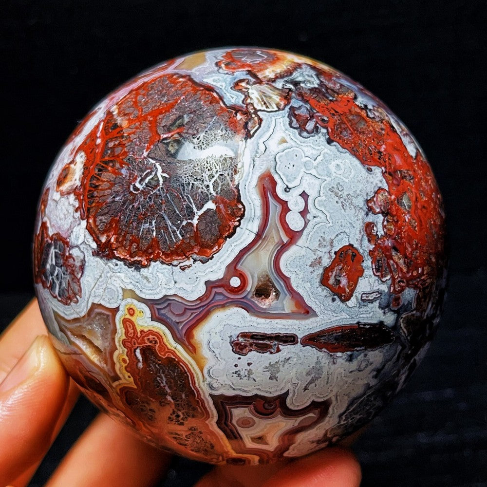 811G Natural Polished Mexico Crazy Agate Sphere Ball Crystal Healing