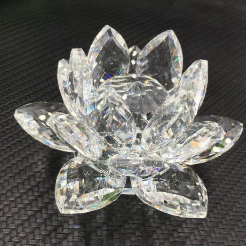 Melting stone Carved 3" Clear Lotus flower Quartz decoration Reiki Healing 1pc