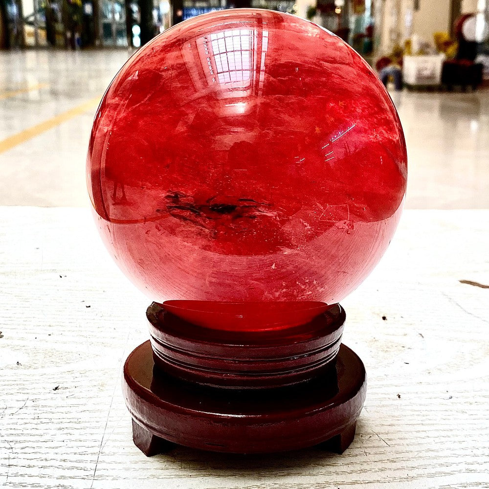 7.55LB Red Melting Stone Quartz Crystal Sphere Ball Healing Reiki Décor